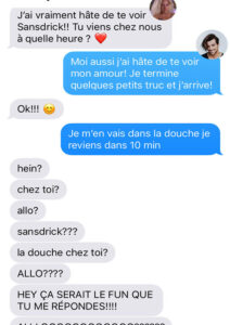 Une Conversation Texte Entre Sansdrick Et Joanie 1 Mois Après Leur Sortie D’Occupation Double