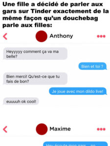 Une fille sur Tinder imite les Douchebags