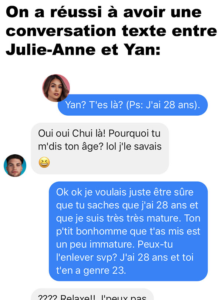 Une Conversation Texte Entre Julie-Anne Et Yan